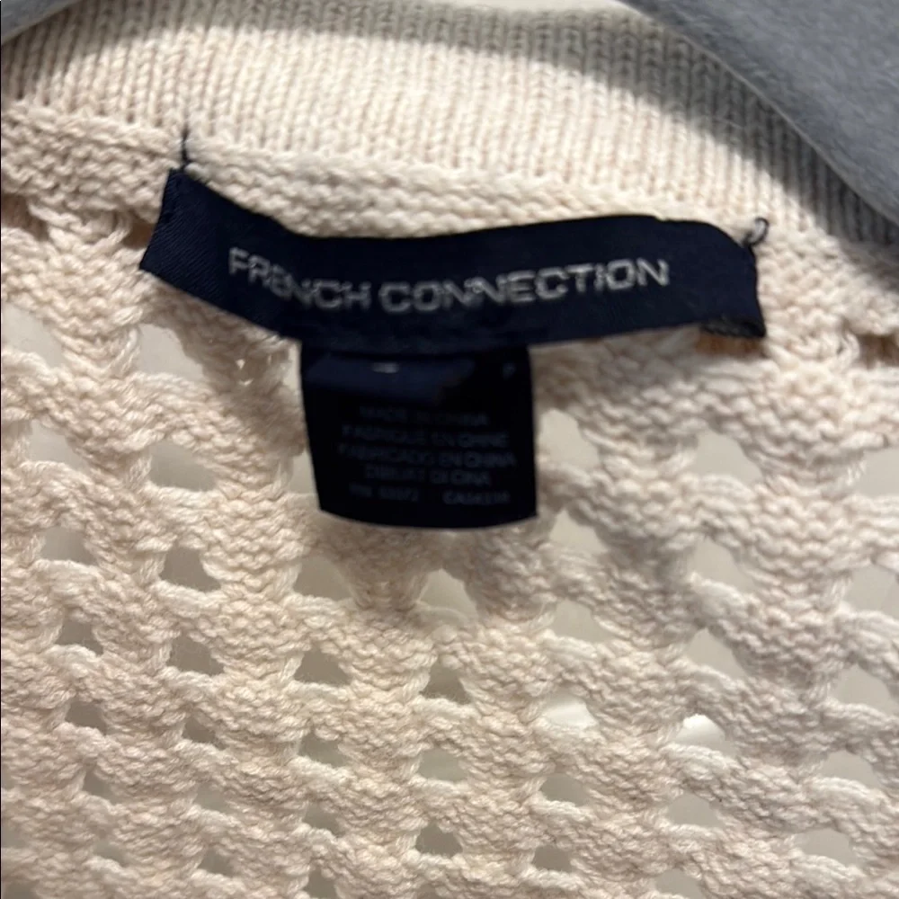French Connection Cream V-Neck Sweater with Ribbed Trim - Picture 2 of 5